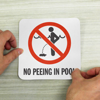 Keep the pool clean: No peeing in pool marker