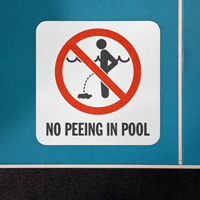 Pool etiquette: No peeing sign