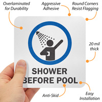 Caution: Shower Before Entering Pool Marker