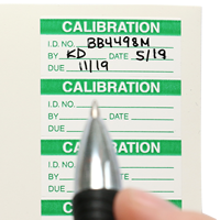 Calibration: ID#/By/Date/Due Labels
