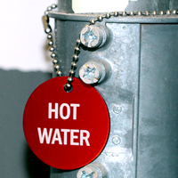Hot Water Stock Engraved Valve Circular Tag