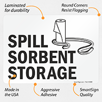 Safety sign for sorbent storage