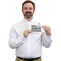 Sorbent storage hazard spill sign