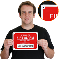 Custom Fire Sprinkler Alarm Signs