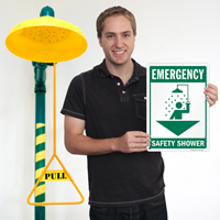 Emergency safety shower sign