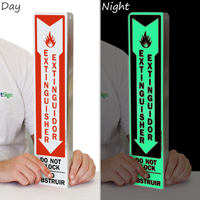 Bilingual Fire Extinguisher Glow Sign