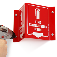 Fire Extinguisher Inside Signs with Down Arrow