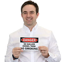Danger 50 Gallon Diesel Tank No Smoking Sign