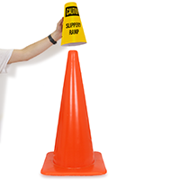 Caution Slippery Ramp Cone Message Collar