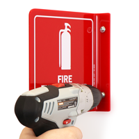 Fire Extinguisher with Down Arrow Sign