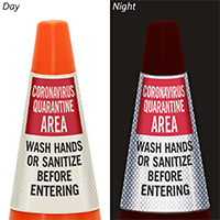 Quarantine Area Wash Hands Cone Message Collar
