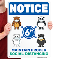 Keep distance for safety sign