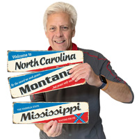 Vintage sign with North Carolina theme