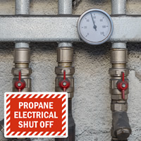 Safety precaution shut off notice sign