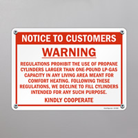 Propane Cylinder Ban Sign