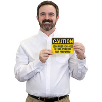 Safety Caution Sign: Compactor Door Must Be Closed