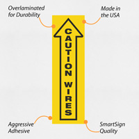 Alert: Arrow sign for wire hazard