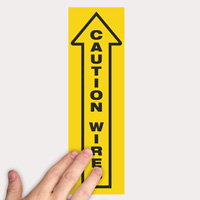 Warning: Wires ahead arrow sign