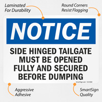 Warning: Secure Side Tailgate Before Dumping