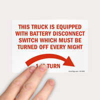 Truck safety label Disconnect switch