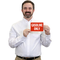 Caution: Use gasoline only sign