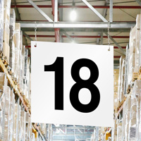 Hanging aisle sign number 18