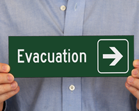 Evacuation Signs with Right Arrow Symbol