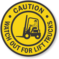 circular caution floor sign