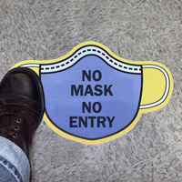 Mask Shaped - No Mask, No Entry SlipSafe™ Floor Sign