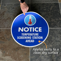 Temperature Check and Social Distancing Sign