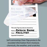 Danger tag for machinery