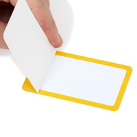 Yellow self-laminating tag