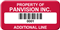 Asset Label, Property of Company Name with Barcode