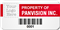 Asset Label, Property of Company Name with Barcode