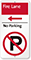 Fire Lane No Parking Sign with Left Arrow