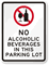 No Alcoholic Beverages In Parking Lot Sign