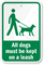 All Dogs Kept On A Leash Sign