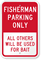 Fisherman Parking Only Sign