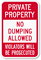 Private Property No Dumping Allowed Sign