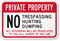 No Trespassing, Hunting & No Dumping Sign