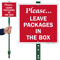 Leave Packages In The Box LawnBoss Sign