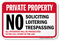 Private Property No Soliciting Loitering Trespassing Sign