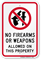 No Firearms Weapons Allowed Sign