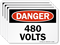 480 Volts OSHA Danger Label