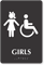 Girls And ISA Symbol Restroom Braille Sign