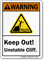 Keep Out Unstable Cliff ANSI Warning Sign