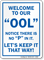 Welcome to OOL No 'P' Funny Pool Sign